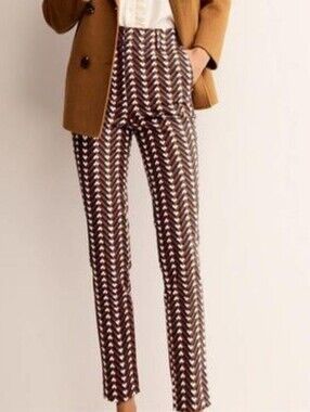 Boden Brown Chevron Printed Straight-Leg Pants